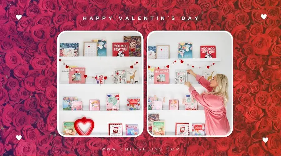 valentine’s day bookshelf decor ideas