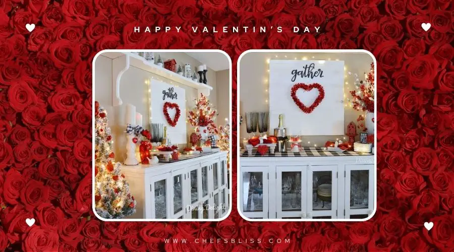 valentine’s day sideboard decor ideas