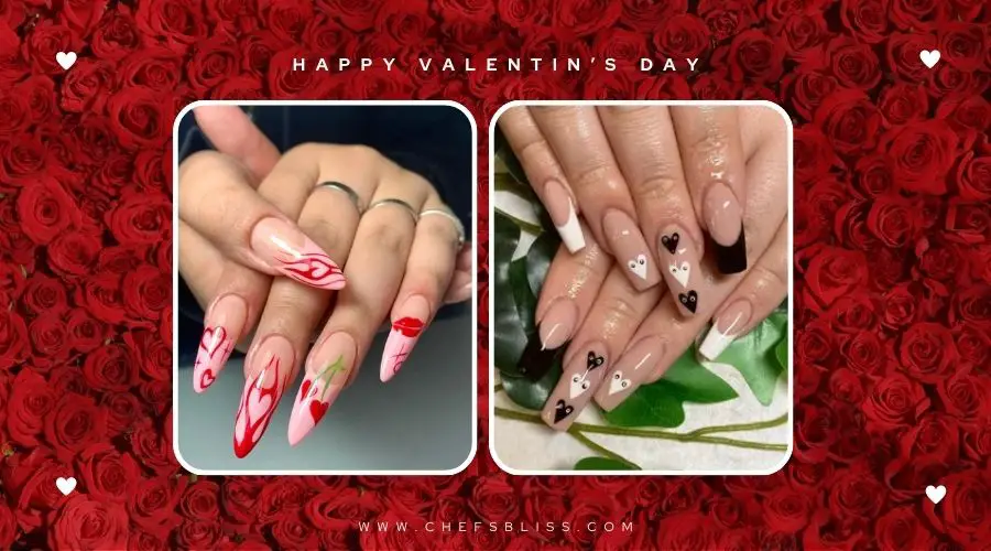 valentine’s day abstract heart nail ideas