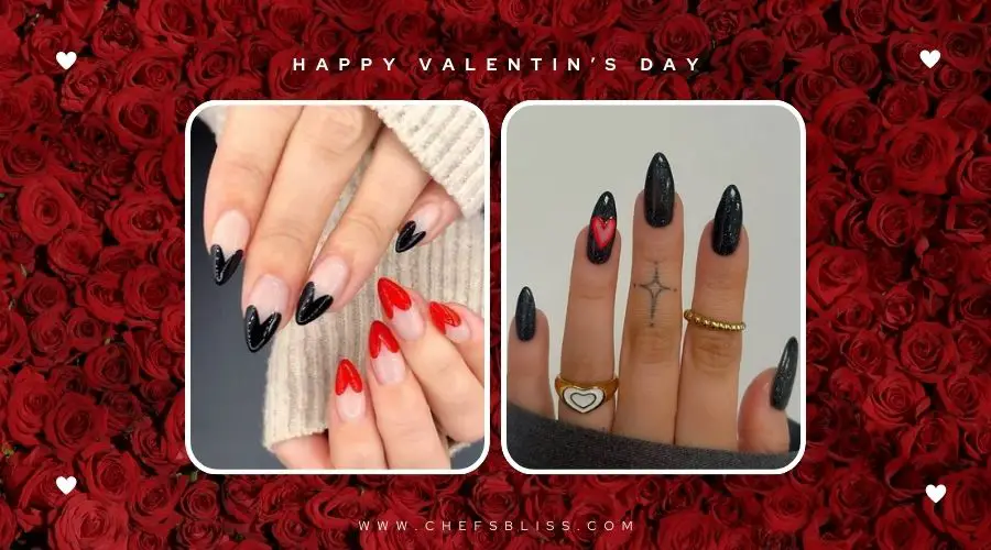 valentine’s day black and red nail idea