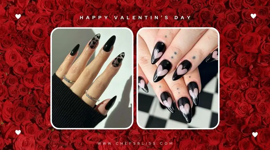 valentine’s day black nail ideas