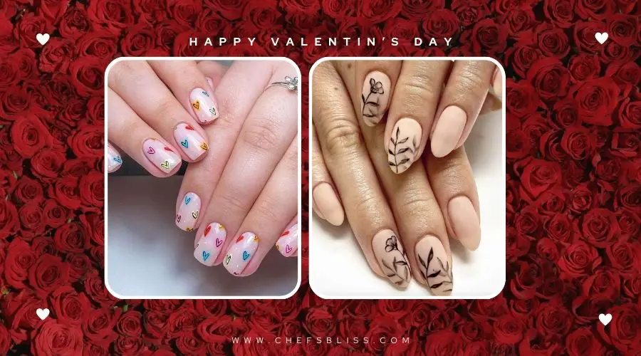 valentine’s day bold floral nail ideas