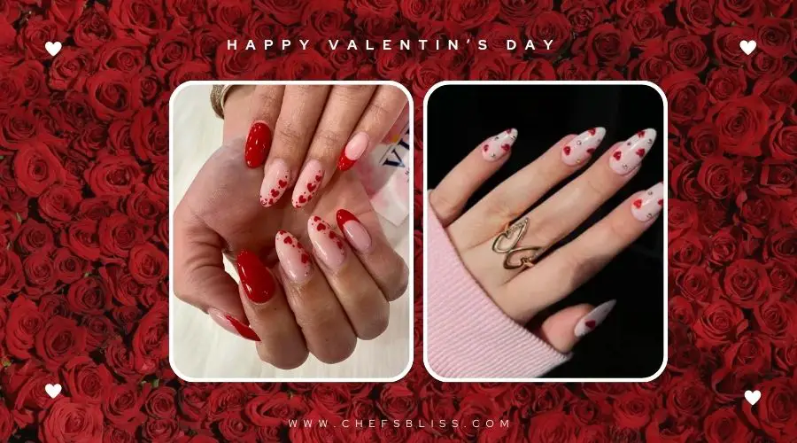 valentine’s day bold pink and red nail ideas