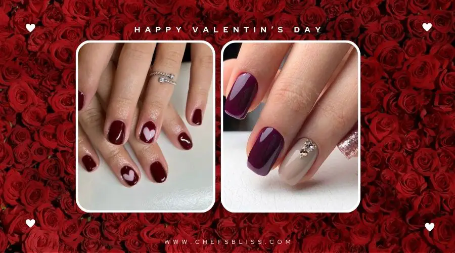 valentine’s day burgundy nail ideas