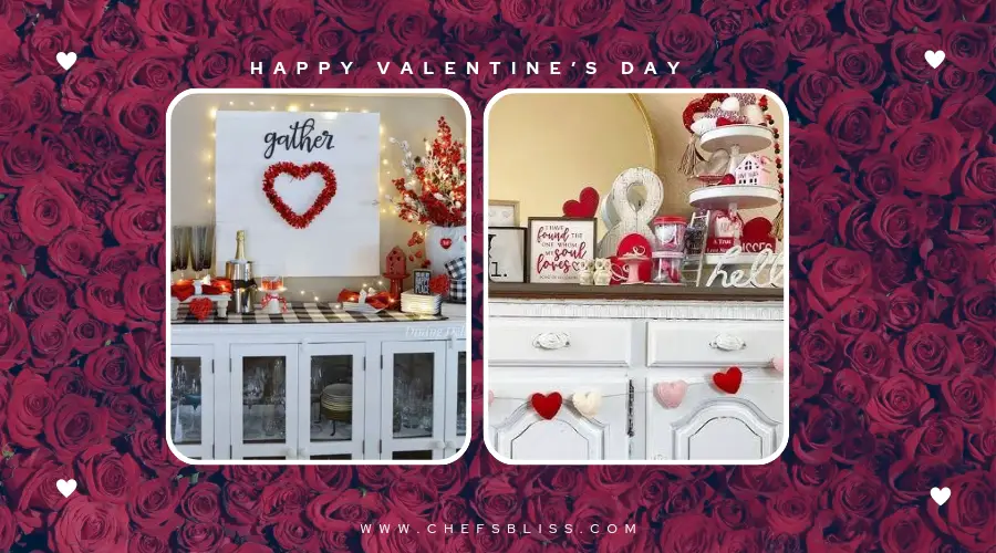 valentine’s day cabinet top decor ideas