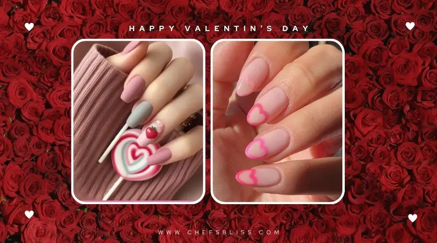 valentine’s day candy heart accent nail ideas