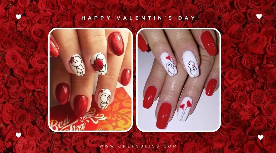 valentine’s day cartoon heart nail ideas