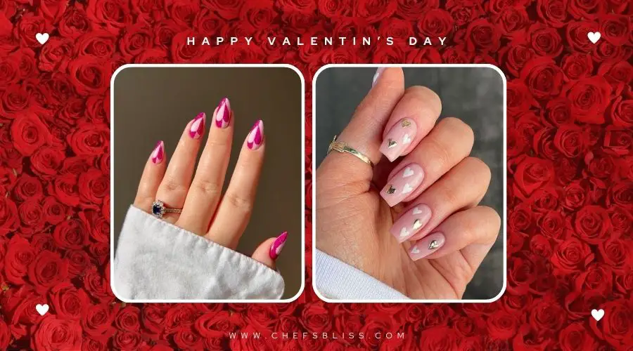 valentine’s day chic pink marble nail ideas