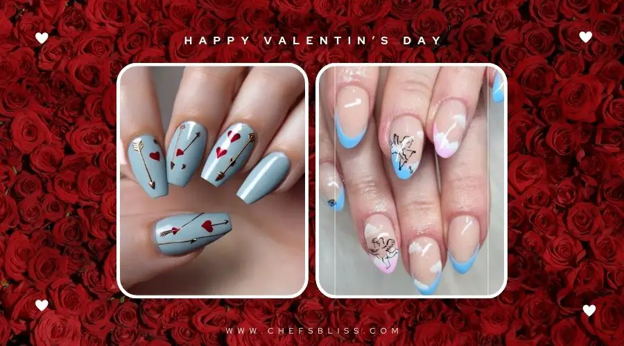 valentine’s day cupid’s arrow nail ideas