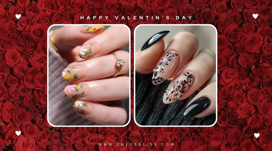 valentine’s day delicate floral nail ideas