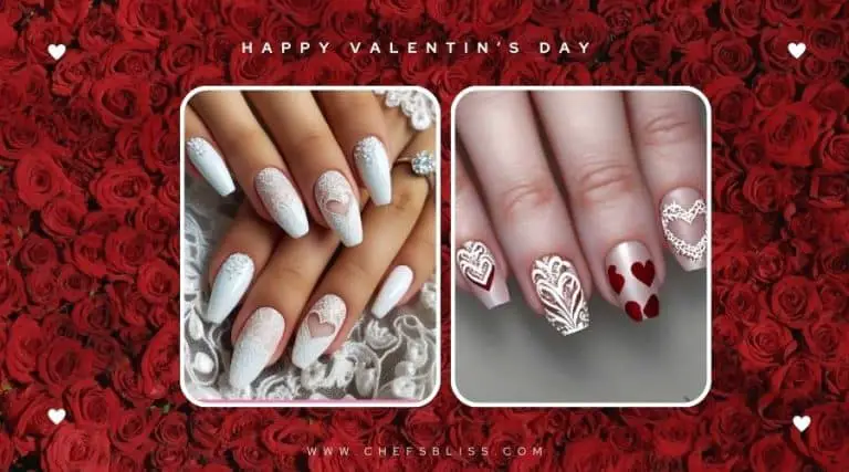 valentine’s day delicate lace accent nail ideas