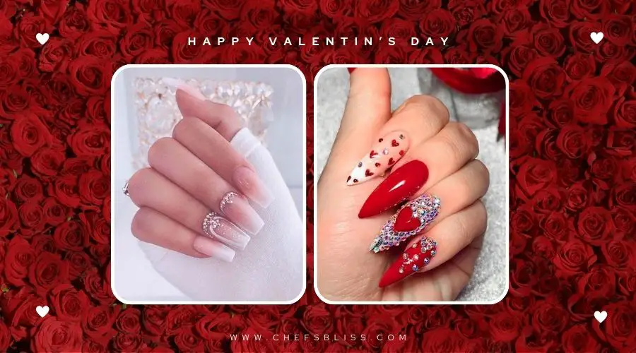 valentine’s day diamond glitter nail ideas