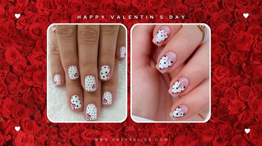 valentine’s day dotted heart nail ideas