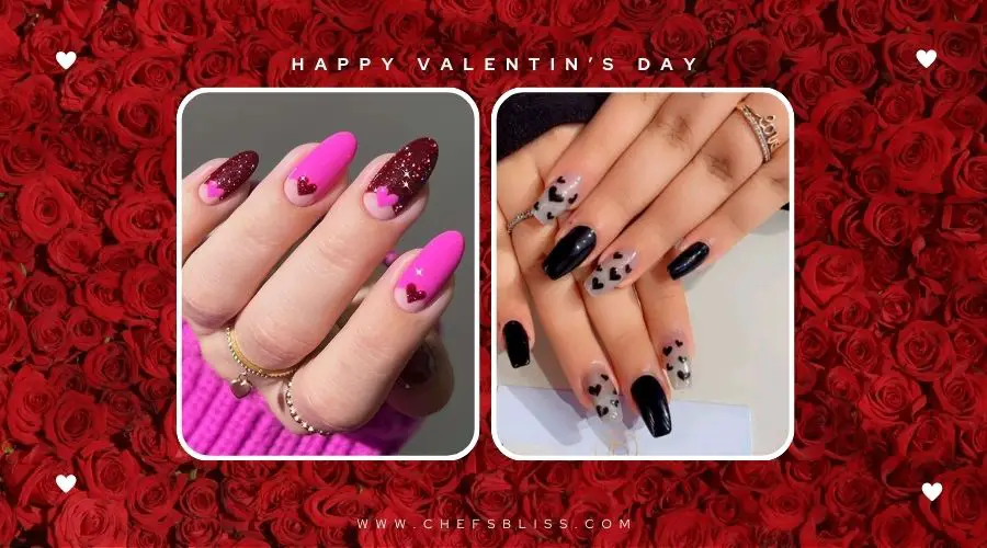 valentine’s day galaxy heart nail ideas