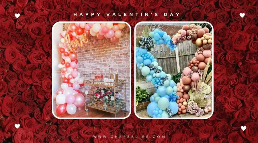 valentine’s day garden balloon arch ideas