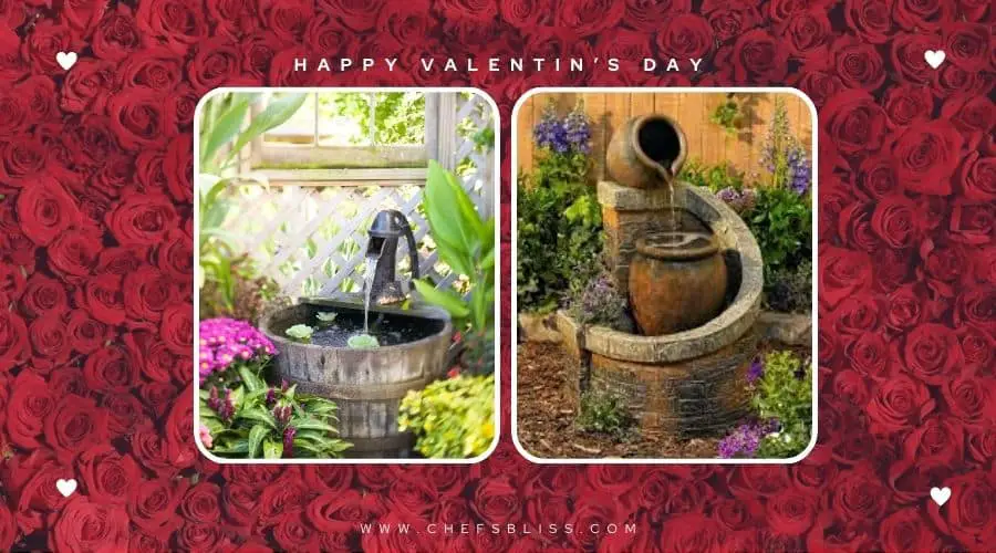 valentine’s day garden bird bath fountain ideas