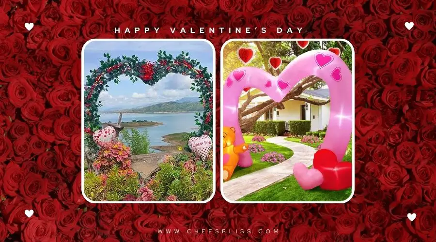 valentine’s day garden heart arch ideas