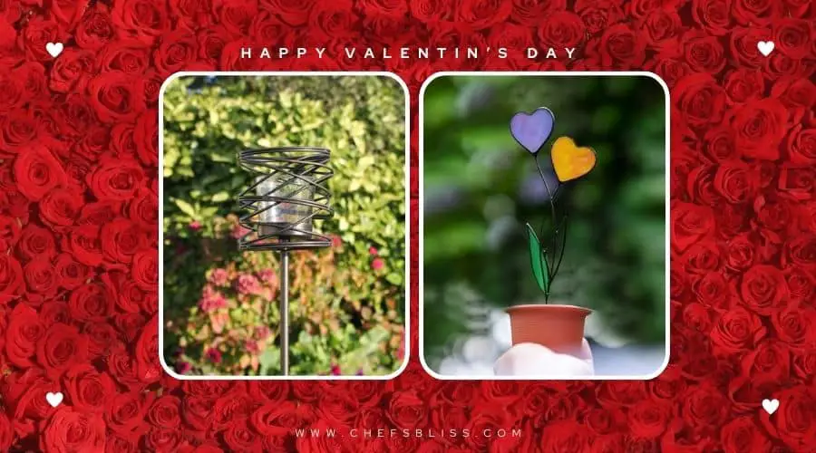 valentine’s day garden lantern stake ideas