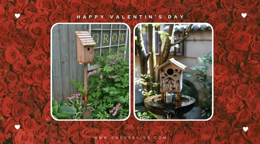 valentine’s day garden rustic birdhouse ideas