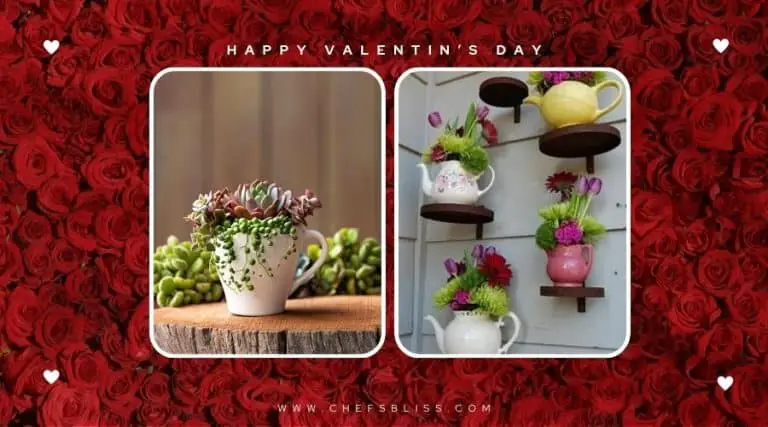 valentine’s day garden teapot planter ideas