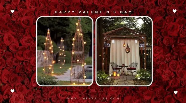 valentine’s day garden trellis with lights ideas