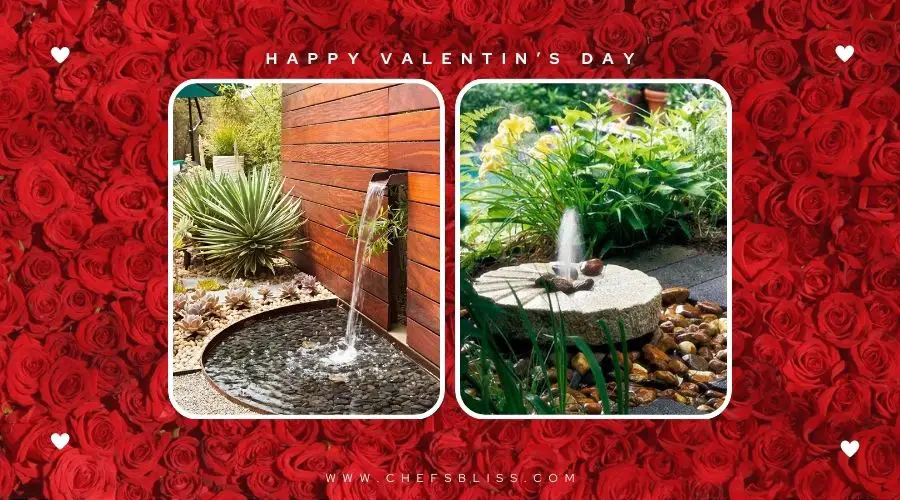 valentine’s day garden water fountain ideas