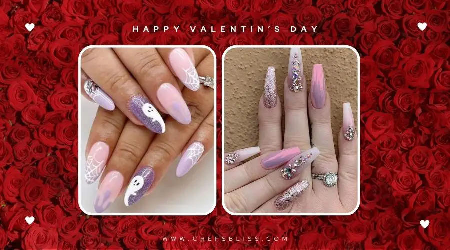 valentine’s day glitter nail design ideas