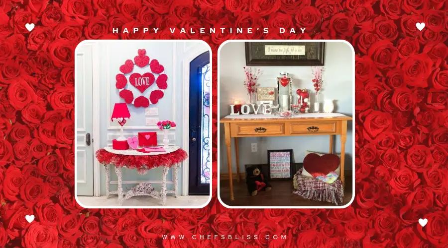 valentine’s day hallway table decor ideas