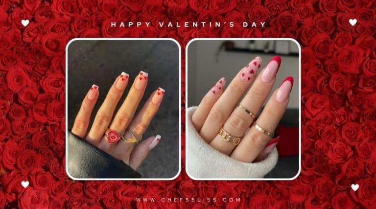 valentine’s day heart chain nail design ideas
