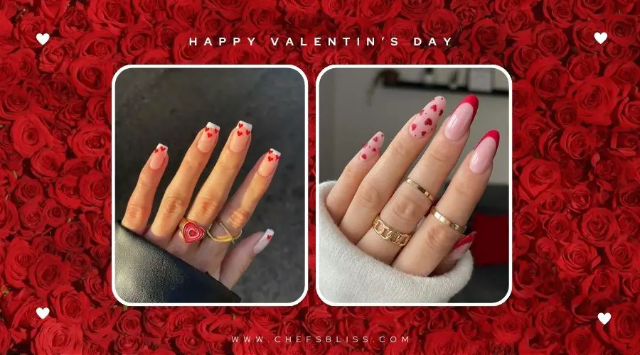 valentine’s day heart chain nail design ideas