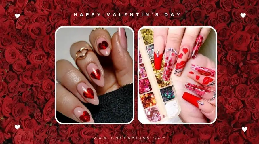 valentine’s day heart confetti nail ideas
