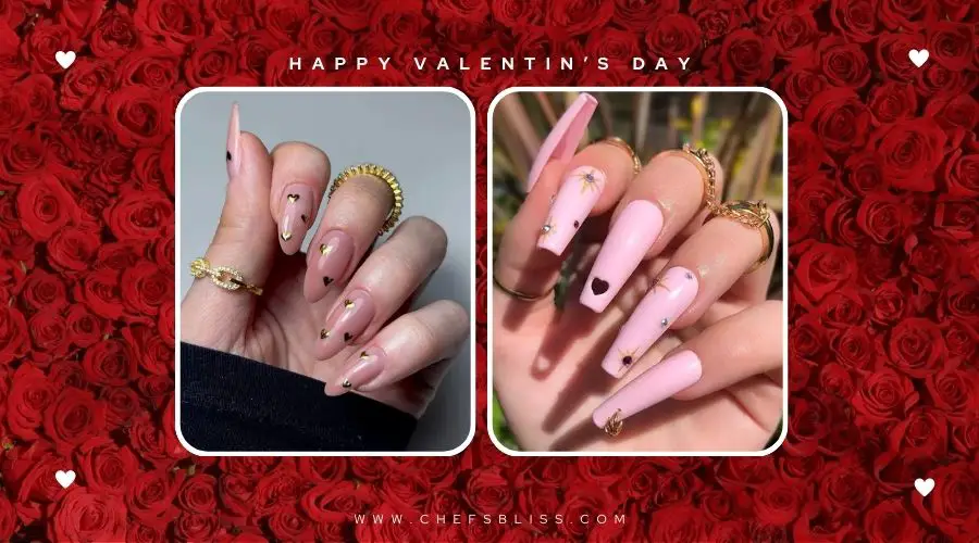 valentine’s day jewel heart nail ideas