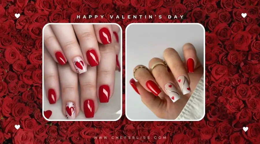 valentine’s day lace accent nail ideas