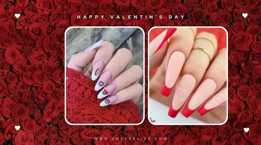 valentine’s day lace and heart nail ideas