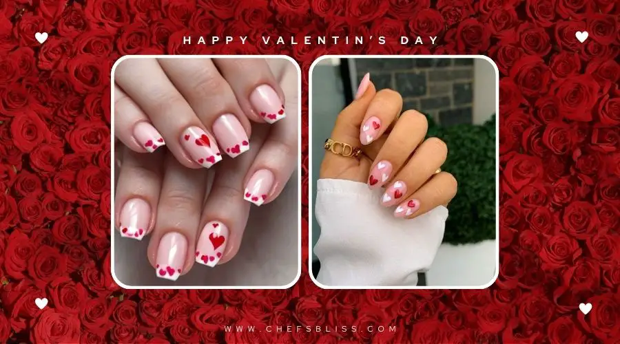 valentine’s day lace heart accent nail ideas