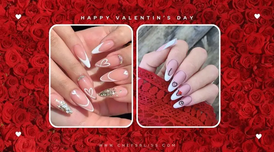 valentine’s day lace heart nail ideas