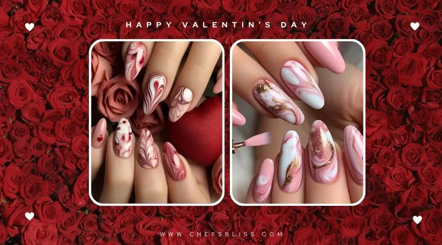 valentine’s day marble love nail ideas