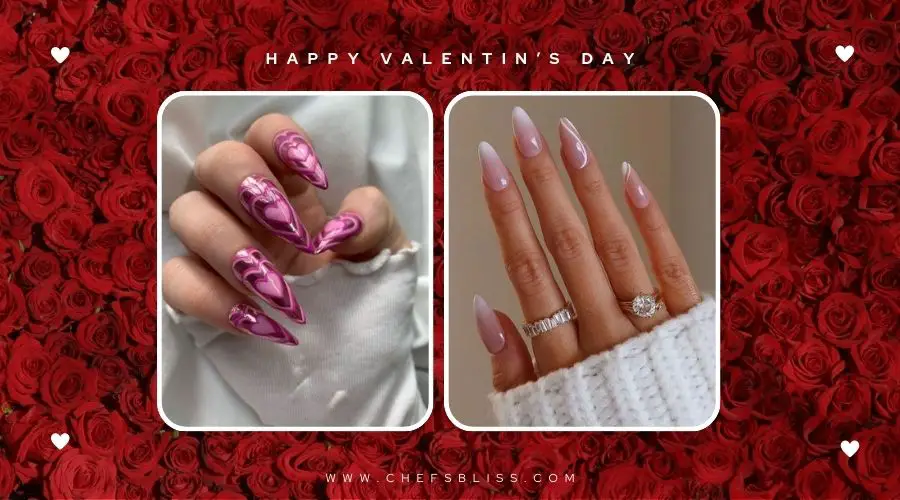 valentine’s day marble ombre nail ideas