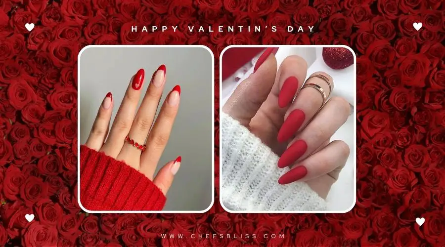 valentine’s day matte red nail design ideas