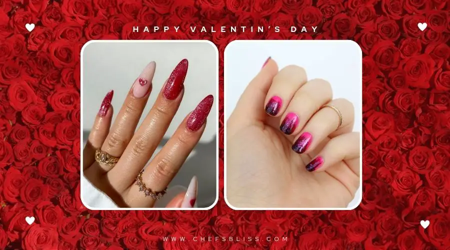 valentine’s day ombre glitter nail ideas