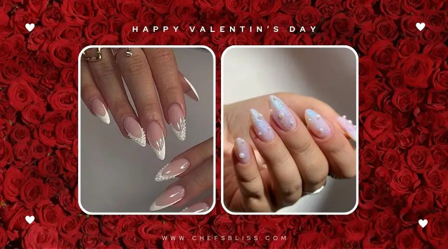 valentine’s day pearl accent nail ideas