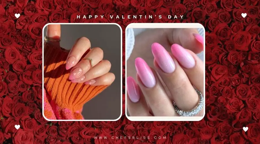 valentine’s day pink ombre love nail ideas