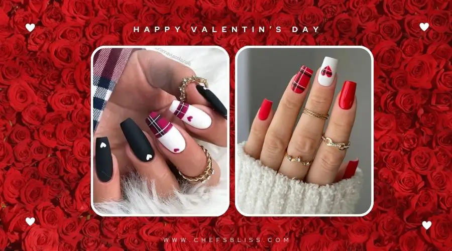 valentine’s day plaid nail ideas