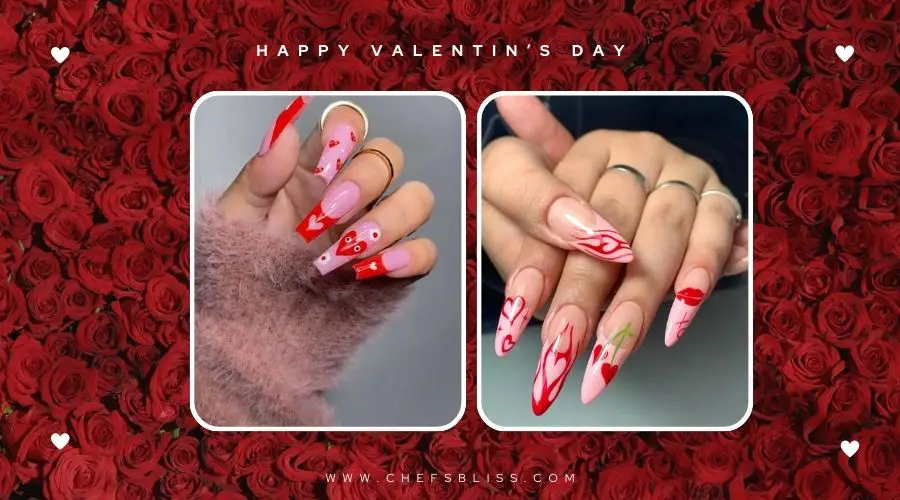 valentine’s day playful heart confetti nail ideas