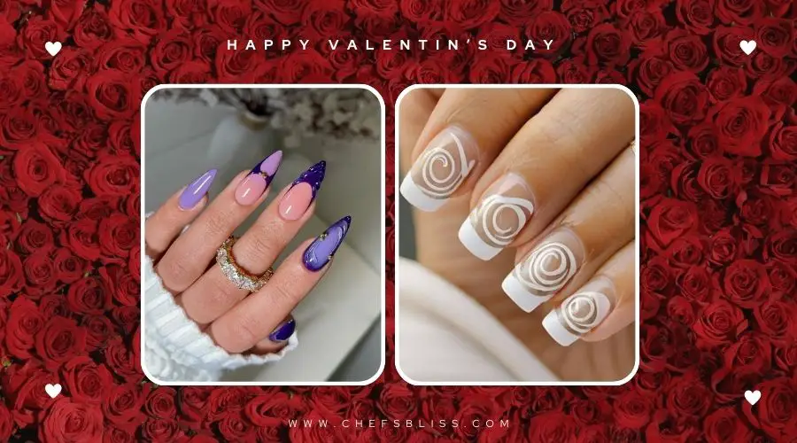 valentine’s day playful lace swirl nail ideas