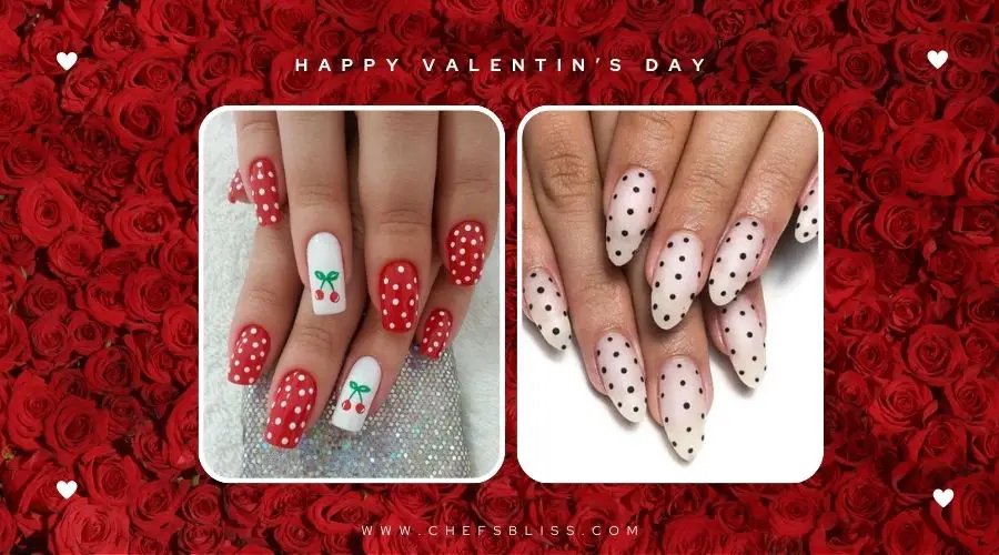 valentine’s day polka dot nail ideas