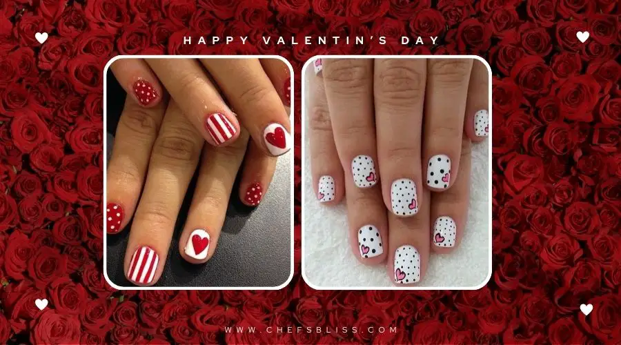 valentine’s day polka dot nail ideas