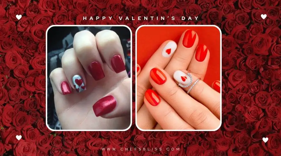 valentine’s day red and silver nail ideas