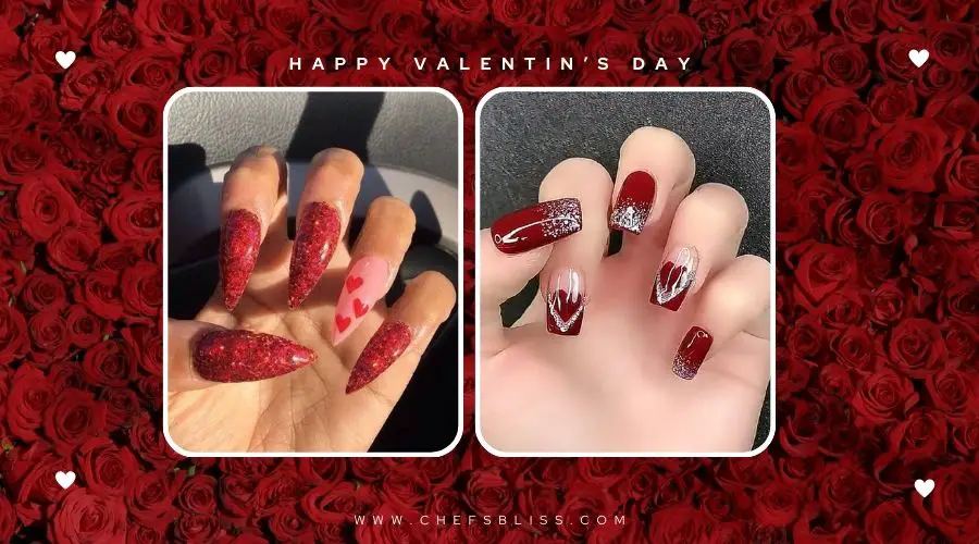 valentine’s day red glitter nail ideas