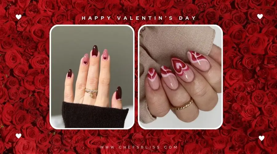 valentine’s day romantic burgundy nail ideas